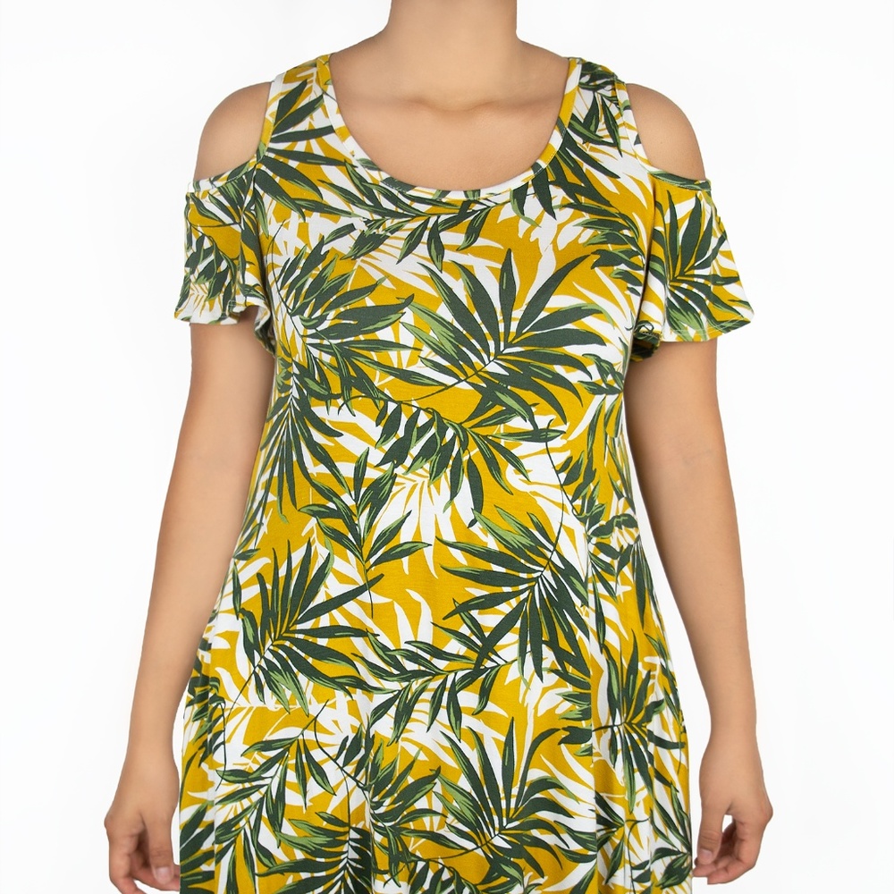 Cold Shoulder Dress w/ Shark Bite Hem